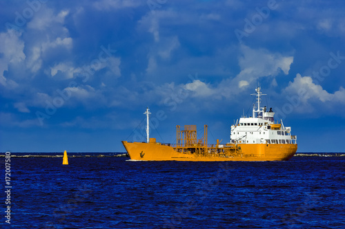 Yellow tanker ship