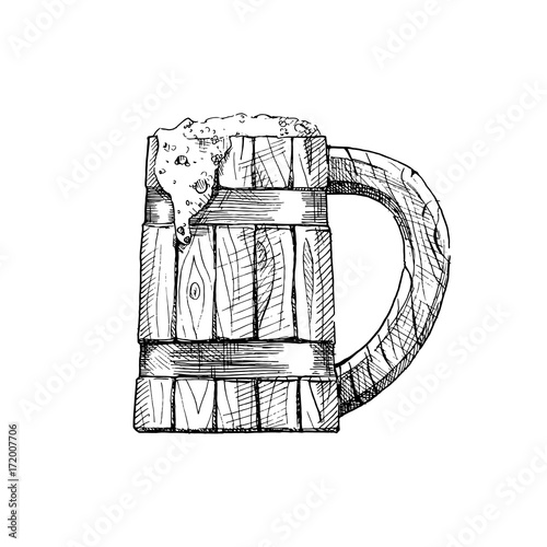 illustration of wooden tankard