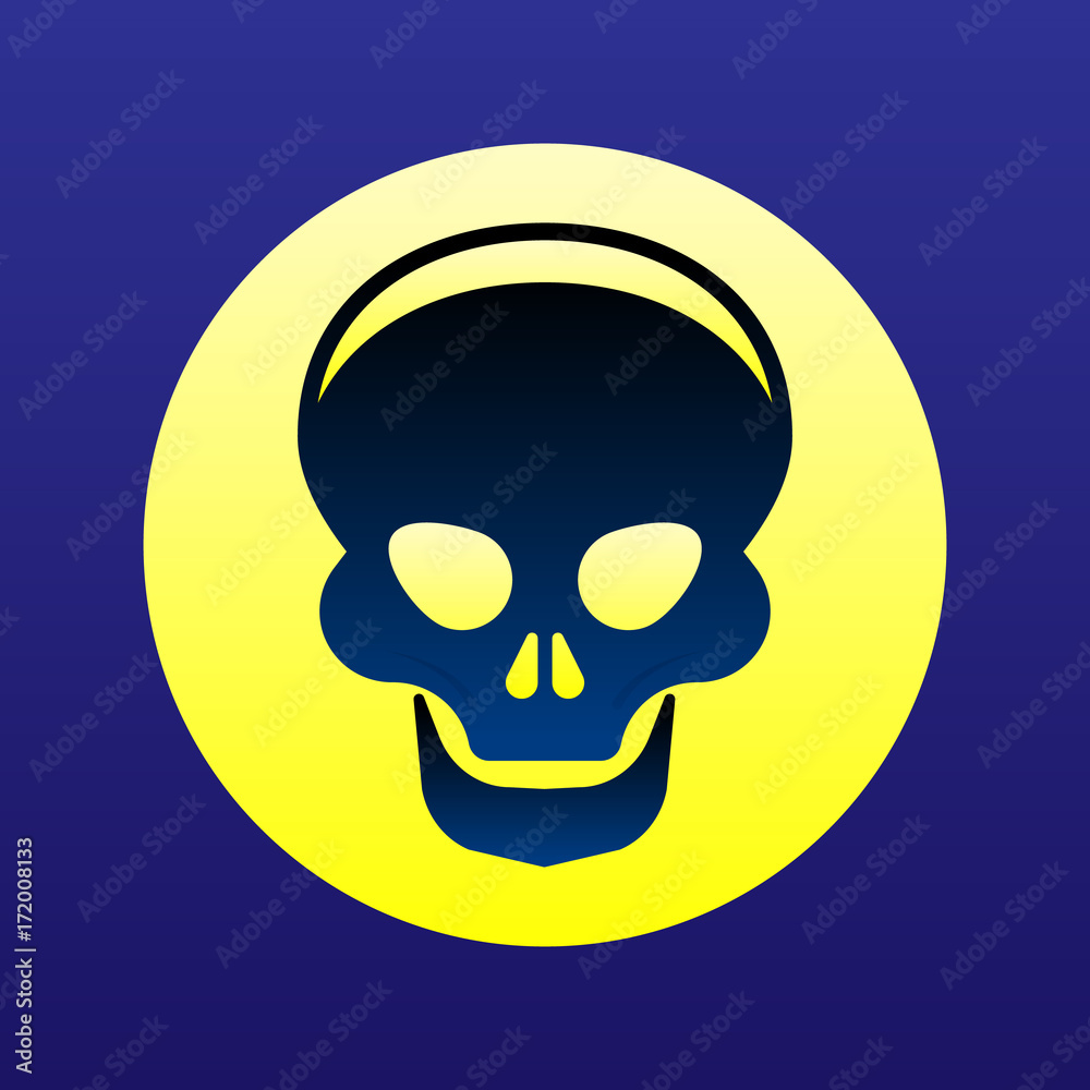 Skull icon halloween concept. Silhouette flat symbol