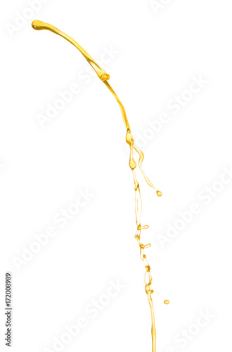Cooking oil pouring, isolated on white