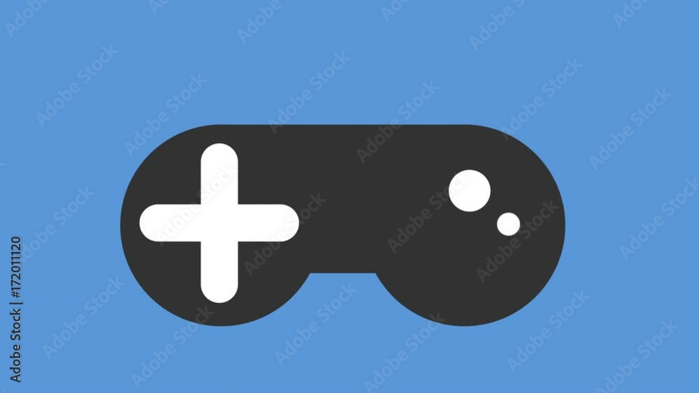Modern video games controller icon on off animation blue Modern video games controller icon on off animation blue