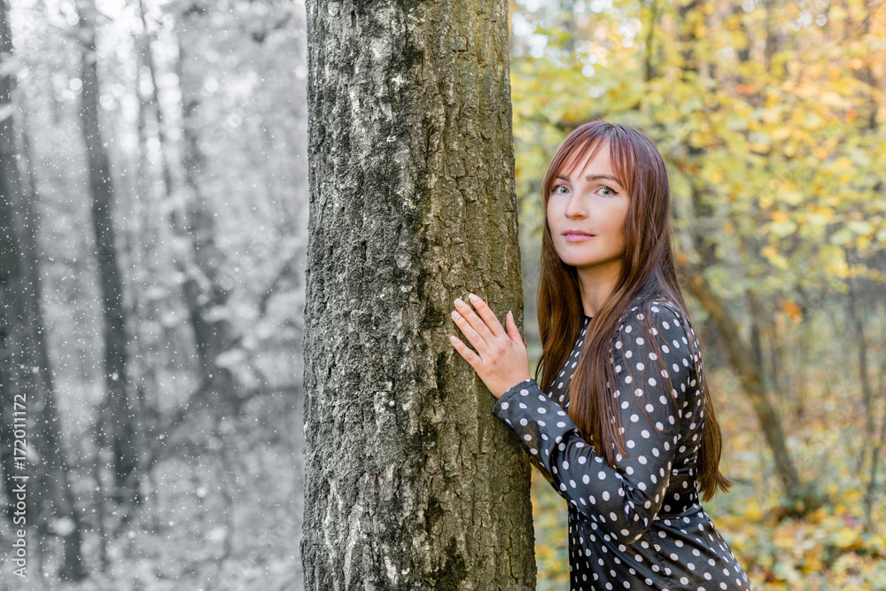 Girl on the border of fall and winter Girl on the border of fall and winter