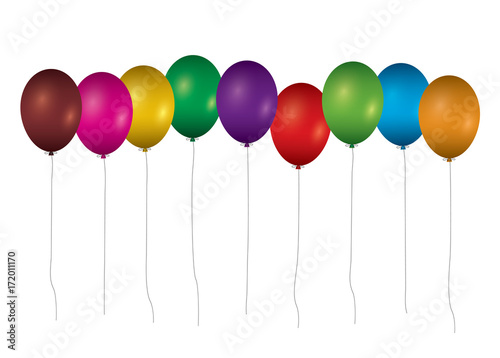 Color Balloons isolated on white background. Vector Illustration.