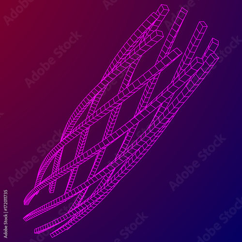 Low poly truss structure wireframe mesh background. Scinece and tech vector illustration.