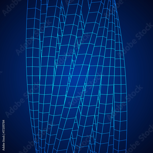 Low poly truss structure wireframe mesh background. Scinece and tech vector illustration.