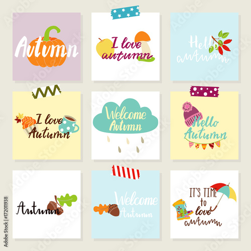 Set of autumn cards