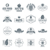 Nuts seeds logo icons set, simple style
