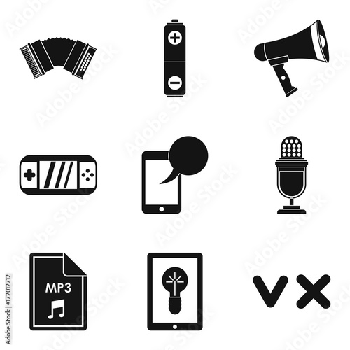 Music genre icons set, simple style