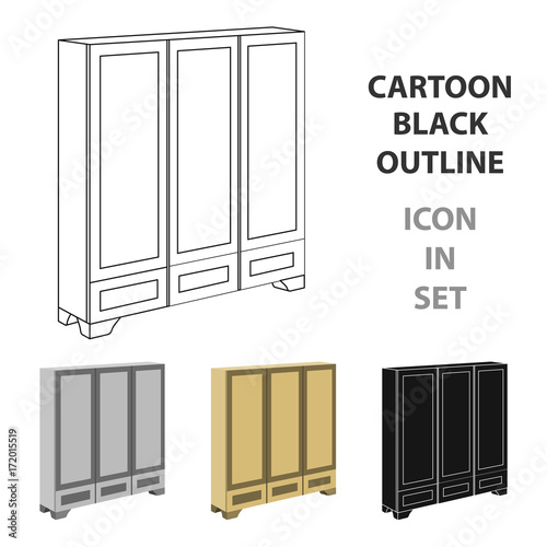 Bedroom wardrobe for clothing.Bedroom furniture for clothes.Bedroom furniture single icon in cartoon style vector symbol stock illustration.