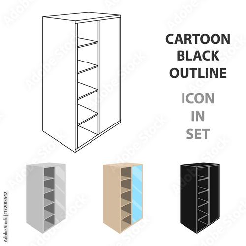 Light Cabinet with bins and mirror.Wardrobe for women's clothing.Bedroom furniture single icon in cartoon style vector symbol stock illustration.