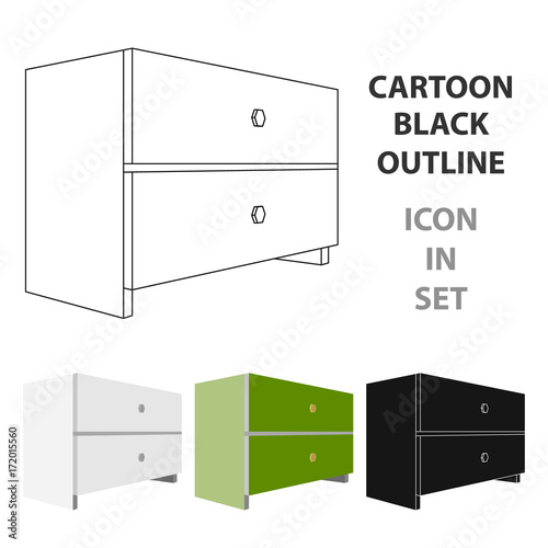 White bedside table with two drawers.Room accessories for all sorts of things.Bedroom furniture single icon in cartoon style vector symbol stock illustration.