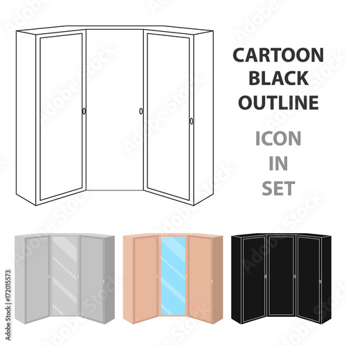 Pink wardrobe with two doors and a mirror.Bedroom wardrobe.Bedroom furniture single icon in cartoon style vector symbol stock illustration.