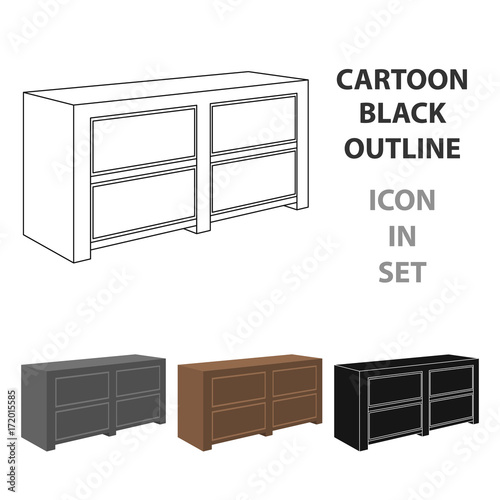 Brown bedside table with drawers.Nightstand next to the bed.Bedroom furniture single icon in cartoon style vector symbol stock illustration.