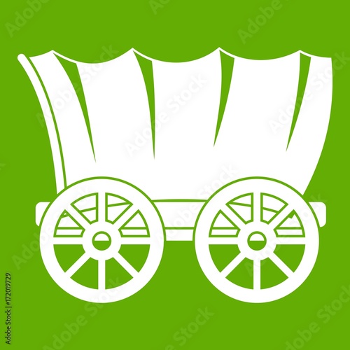 Ancient western covered wagon icon green