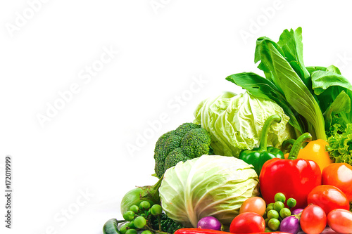 collection vegetables isolated white background