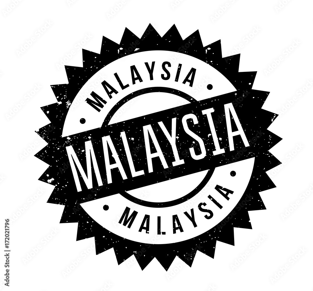 Malaysia rubber stamp. Grunge design with dust scratches. Effects can be easily removed for a clean, crisp look. Color is easily changed.