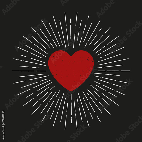 Heart art. Textured. Vector. Isolated.