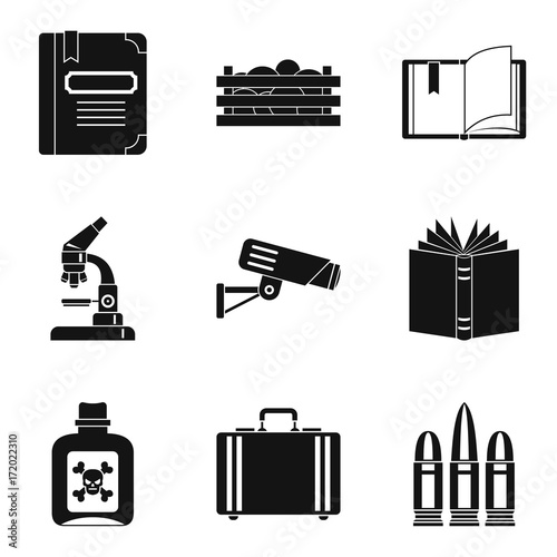 Accumulated knowledge icons set, simple style photo