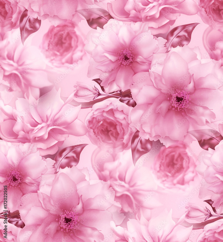 Pink cherry sakura flower floral digital art seamless pattern texture background