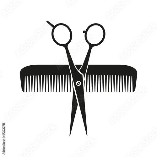 Scissors and comb. Vector.