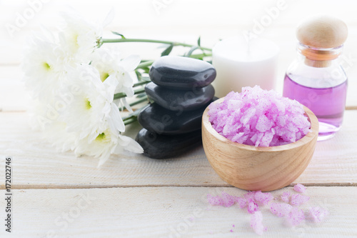 Spa salt stones and flower for beauty