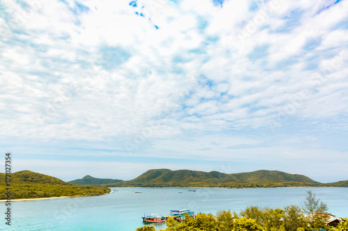 Beautiful island and sea in high view angle with nice sky in day time