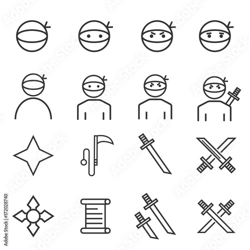 ninja icons line
