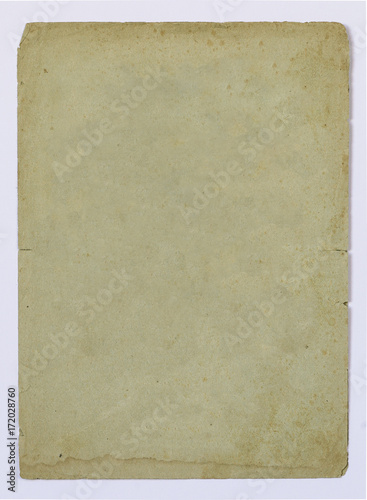 Blank old paper sheet with stains on white background