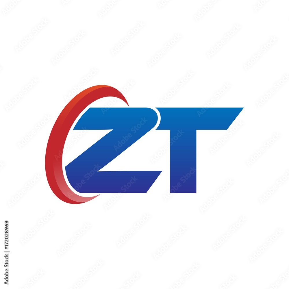 modern vector initial letters logo swoosh zt red blue modern vector initial letters logo swoosh zt red blue