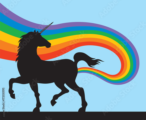 Unicorns Fart Rainbows
Vector illustration of magical unicorn emitting a rainbow from its rear end.