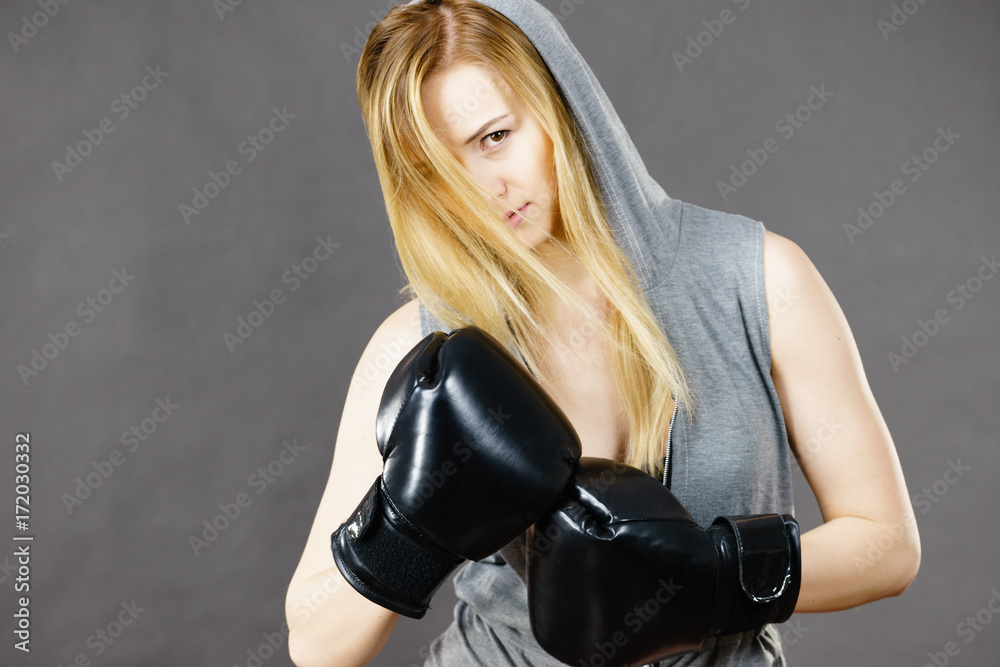 Boxer girl exercise with boxing gloves. Boxer girl exercise with boxing gloves.