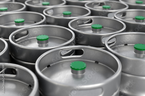 Quadro su tela Metal beer kegs background