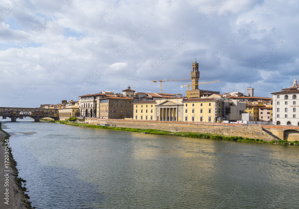 Historic city center of Florence - view from River Arno