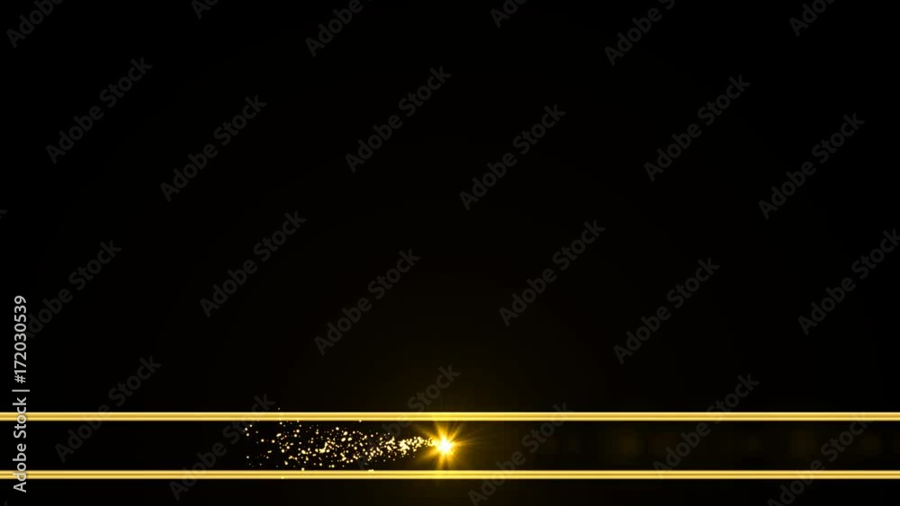 Animated Lower Third Title bar .Moving Gold Light And Particles, Black Background