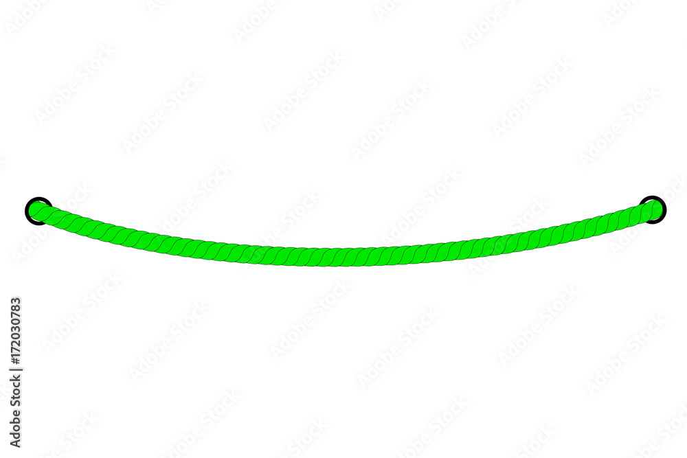 Green Rope out from hole, Isolated on White Green Rope out from hole, Isolated on White