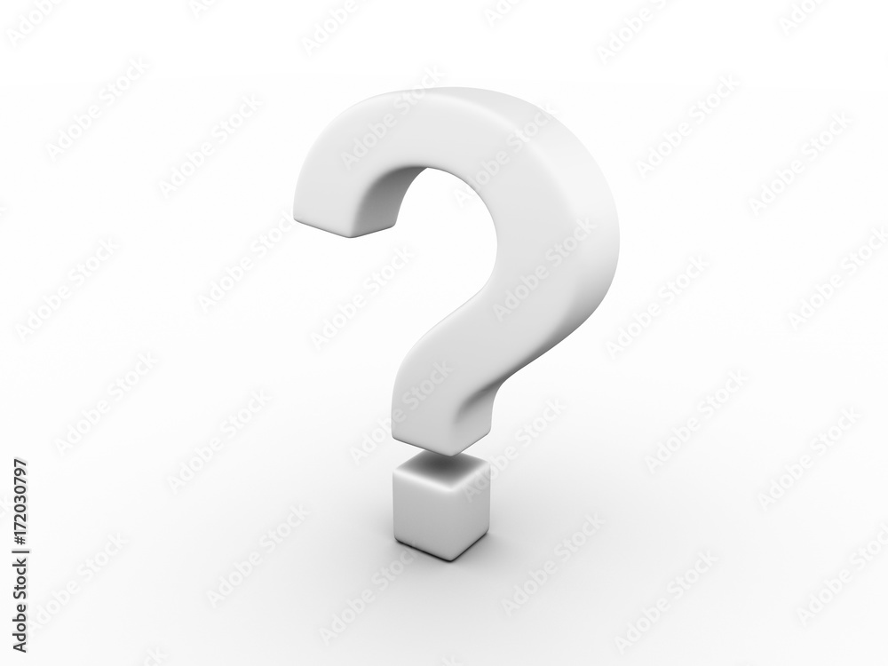 Question mark sign on white background 3d rendering Question mark sign on white background 3d rendering