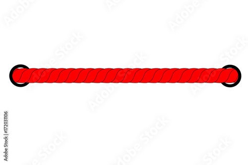 Red Rope out from hole, Isolated on White