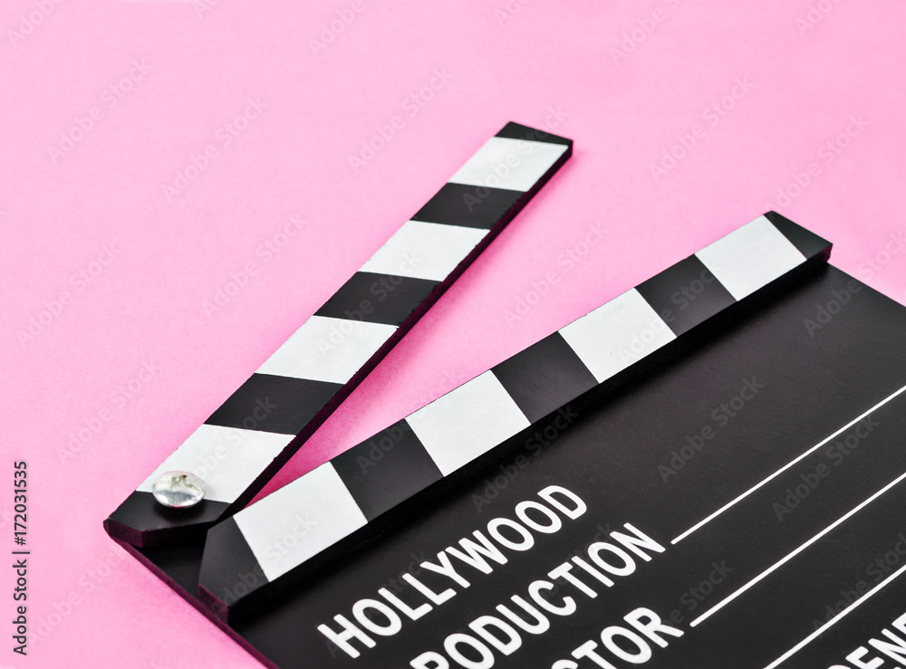 Blank movie production clapper board or slate film.
