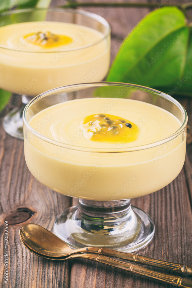 Passion fruit mousse, vertical composition Passion fruit mousse, vertical composition