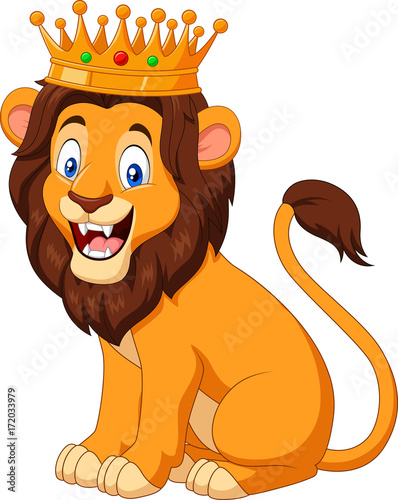 Fototapeta Naklejka Na Ścianę i Meble -  Cartoon lion wearing a crown