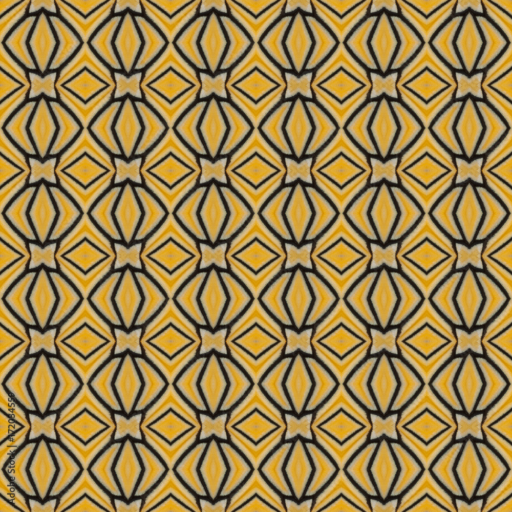 Fototapeta premium Yellow seamless pattern made from colorful butterfly wing for background texture