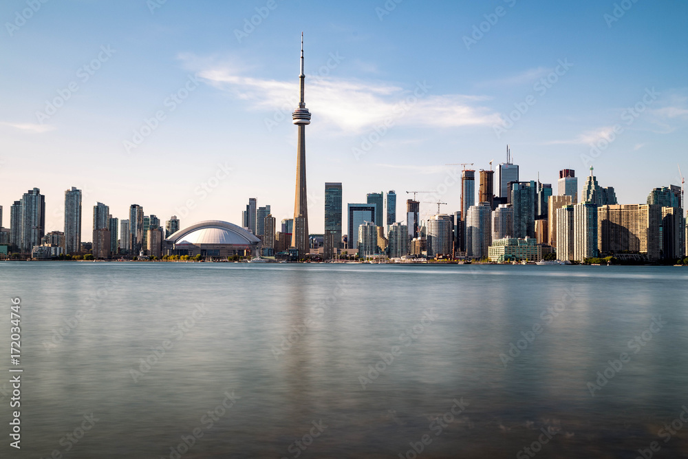 Toronto downtown skyline with sunset