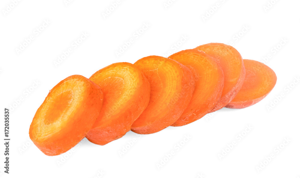 Baby carrot sliced on white background Baby carrot sliced on white background