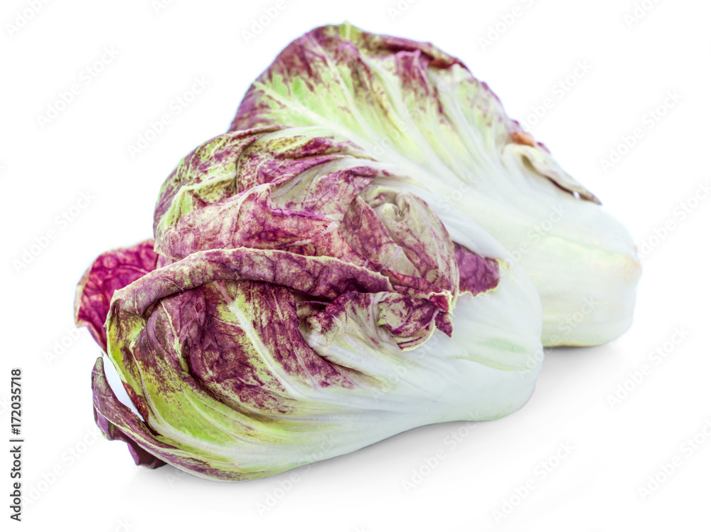 Radicchio, red salad isolated on white background. Radicchio, red salad isolated on white background.