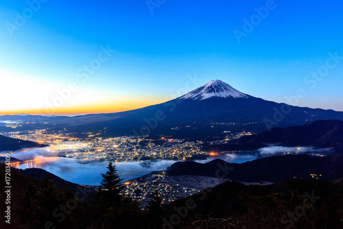 Aerial view of Mt. Fuji and Kawaguchiko