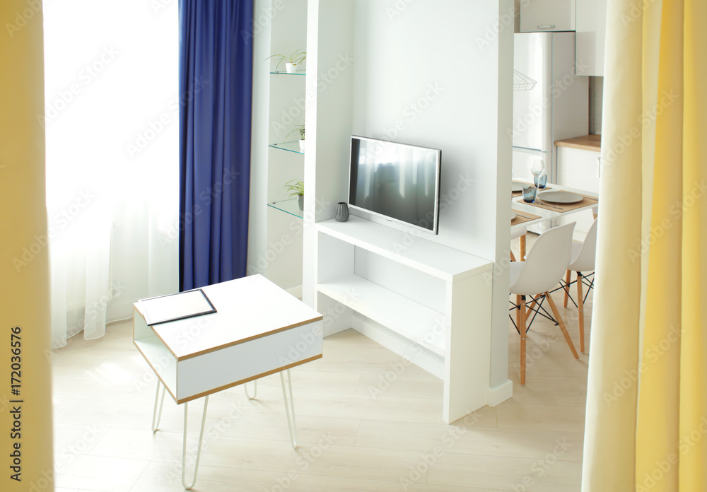 Interior of modern apartment with light living room Interior of modern apartment with light living room