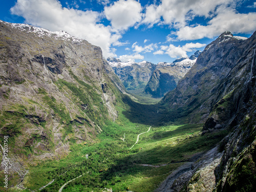 Aerial Landscape of Fjord Mountain in New Zealand.