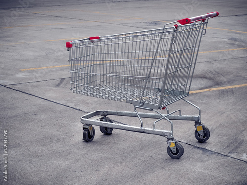 Shopping cart in parking areas, shopping malls. 