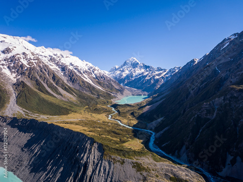 Aerial view of Mt Cook Landscape, New Zealand photo