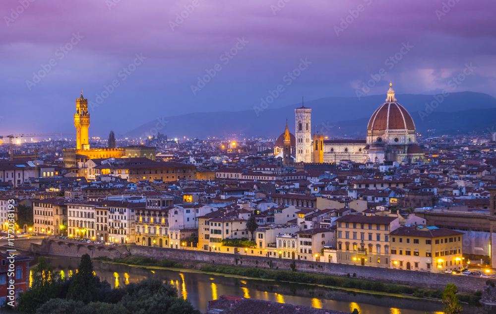 The city of Florence in the evening - panoramic view